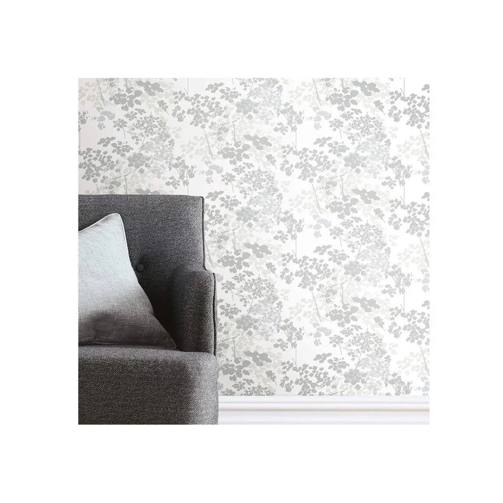 RoomMates Queen Annes Lace Peel Stick Wallpaper Slate Gray Botanical RMK11991WP